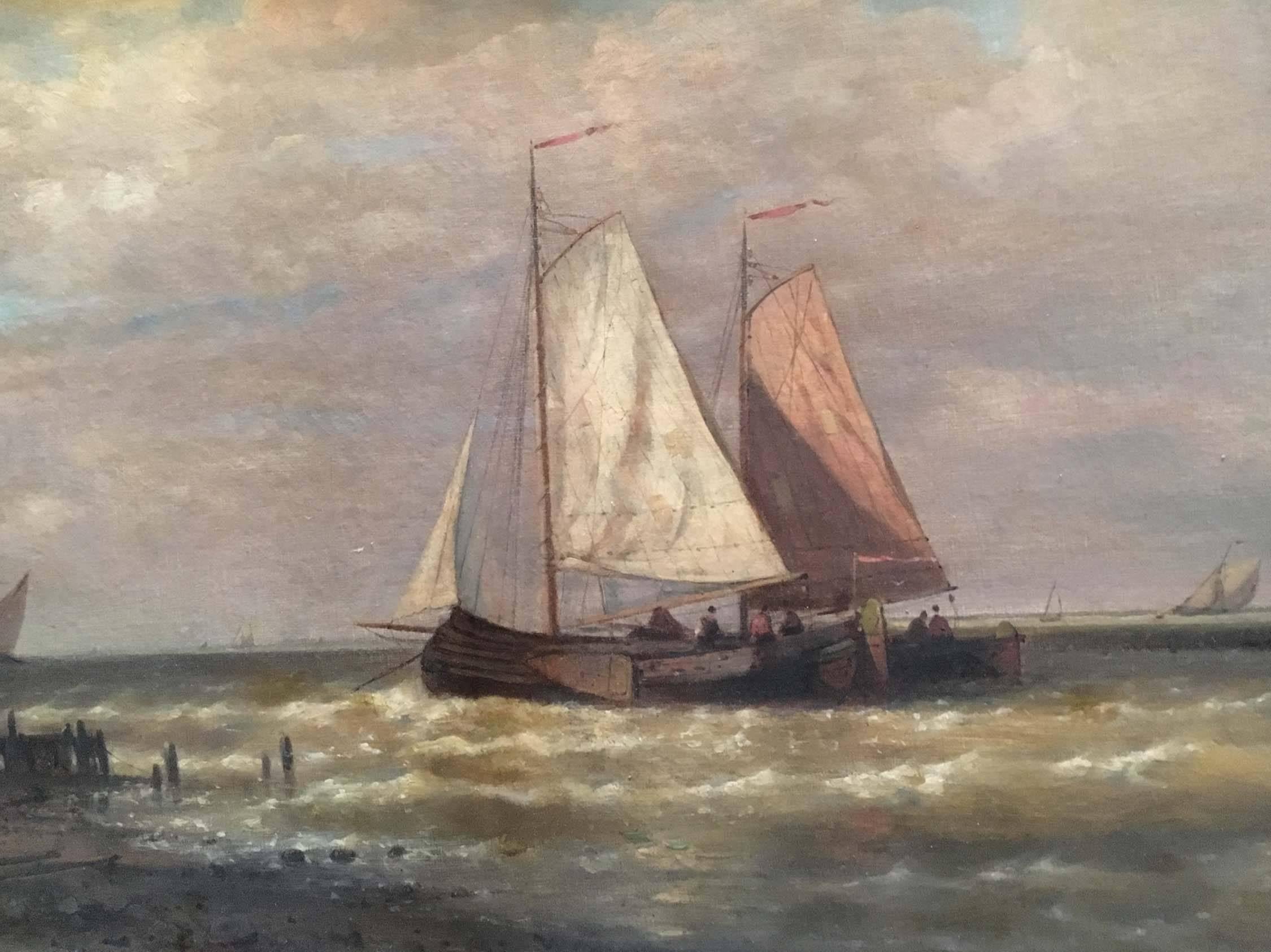 Abraham Hulk the Elder Landscape Painting - Dutch Fishing Boats