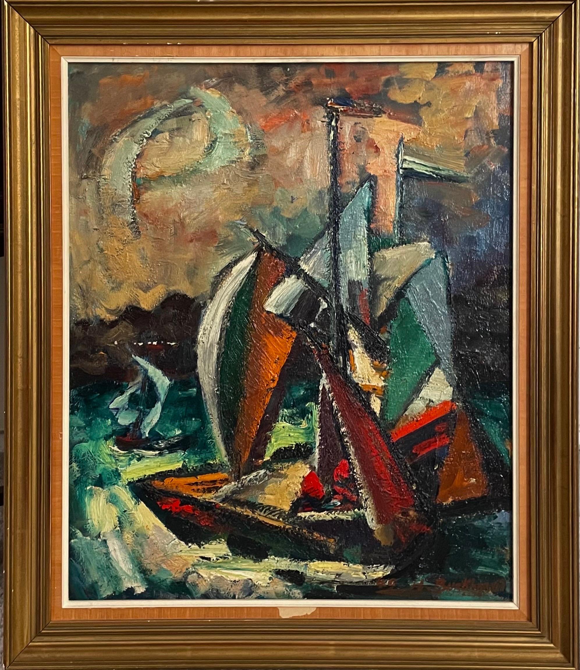 Hans Burkhardt Figurative Painting - Sail Boats 
