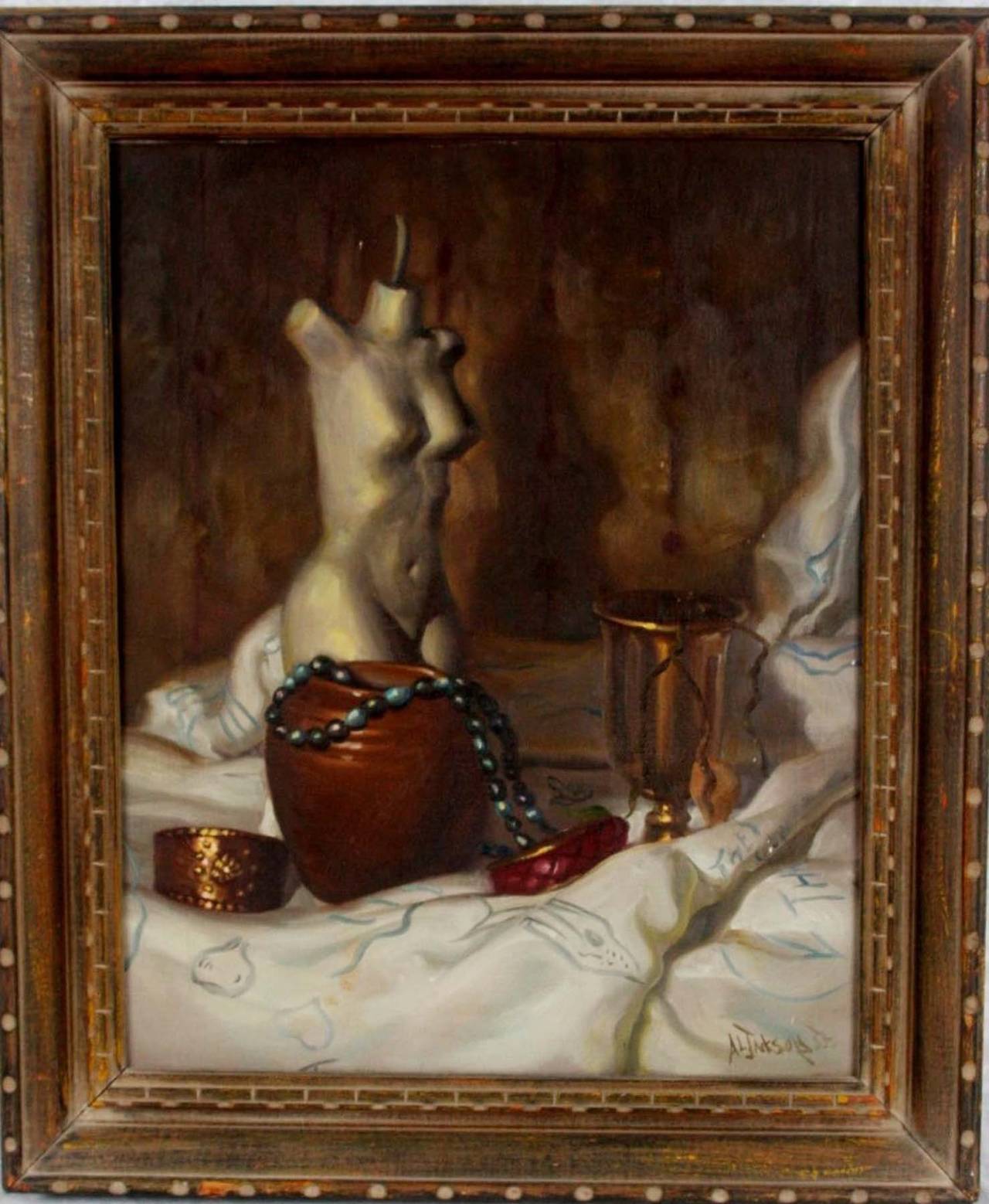 Still Life with Nude - Painting by Al Alfred Jacknos