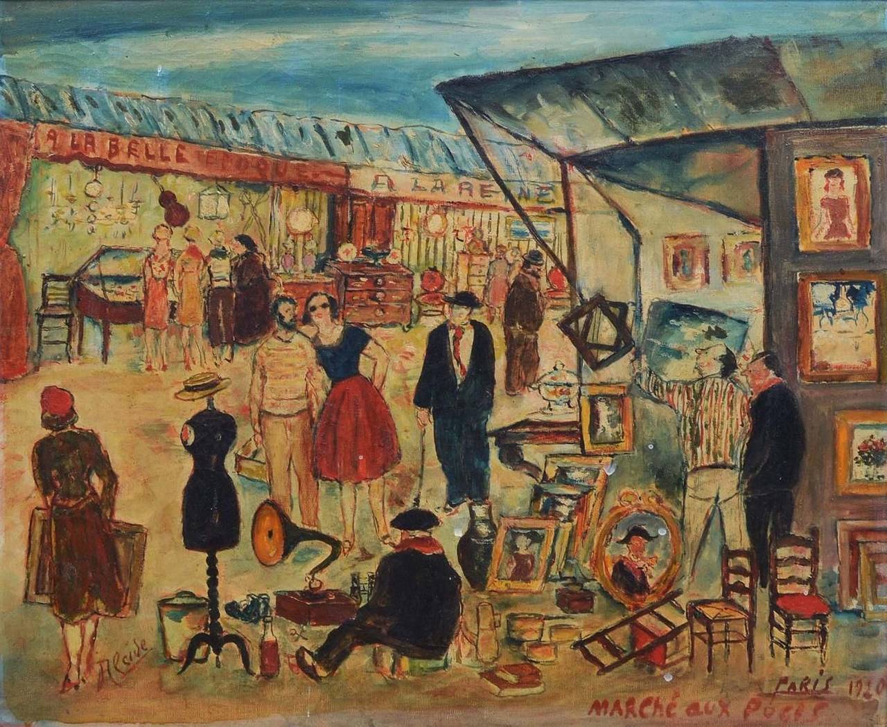 Alcide Figurative Painting - Marché aux Puce