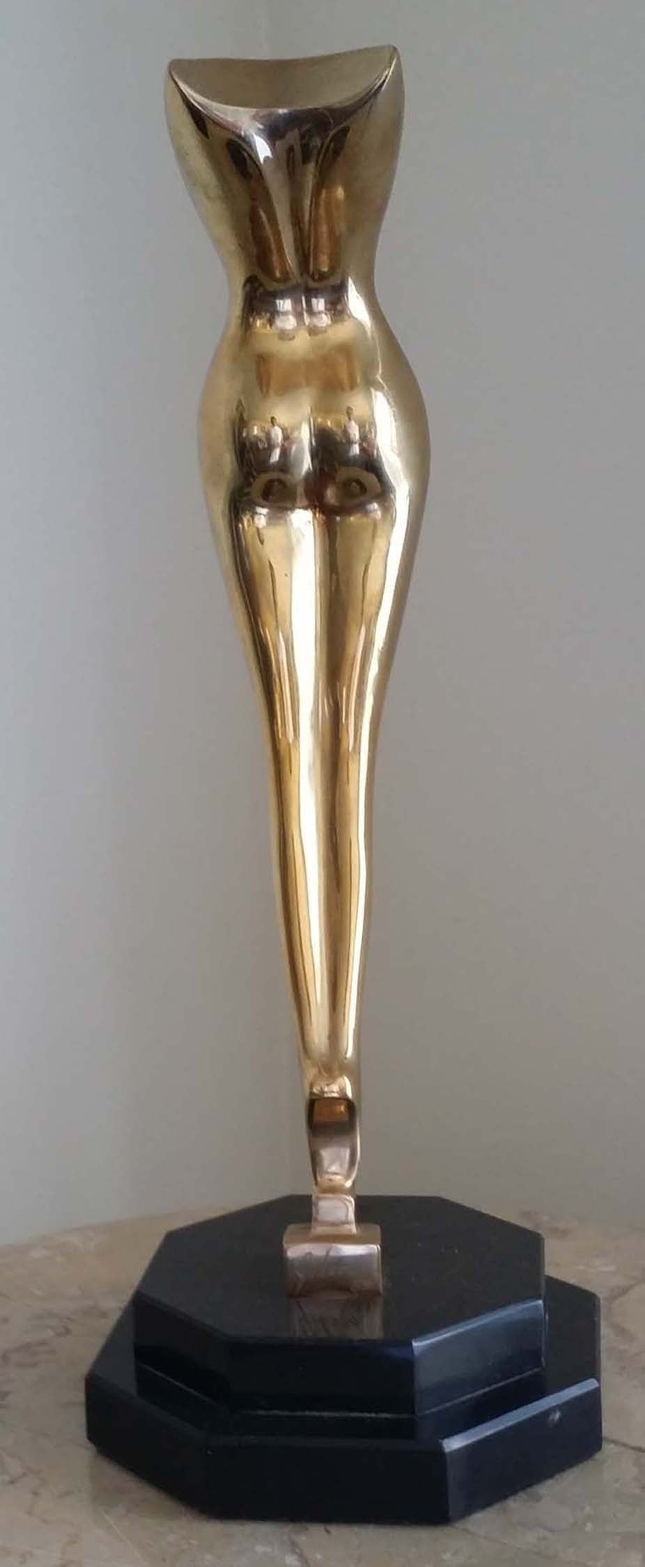 Female Nude - Gold Figurative Sculpture by James B. Gibson