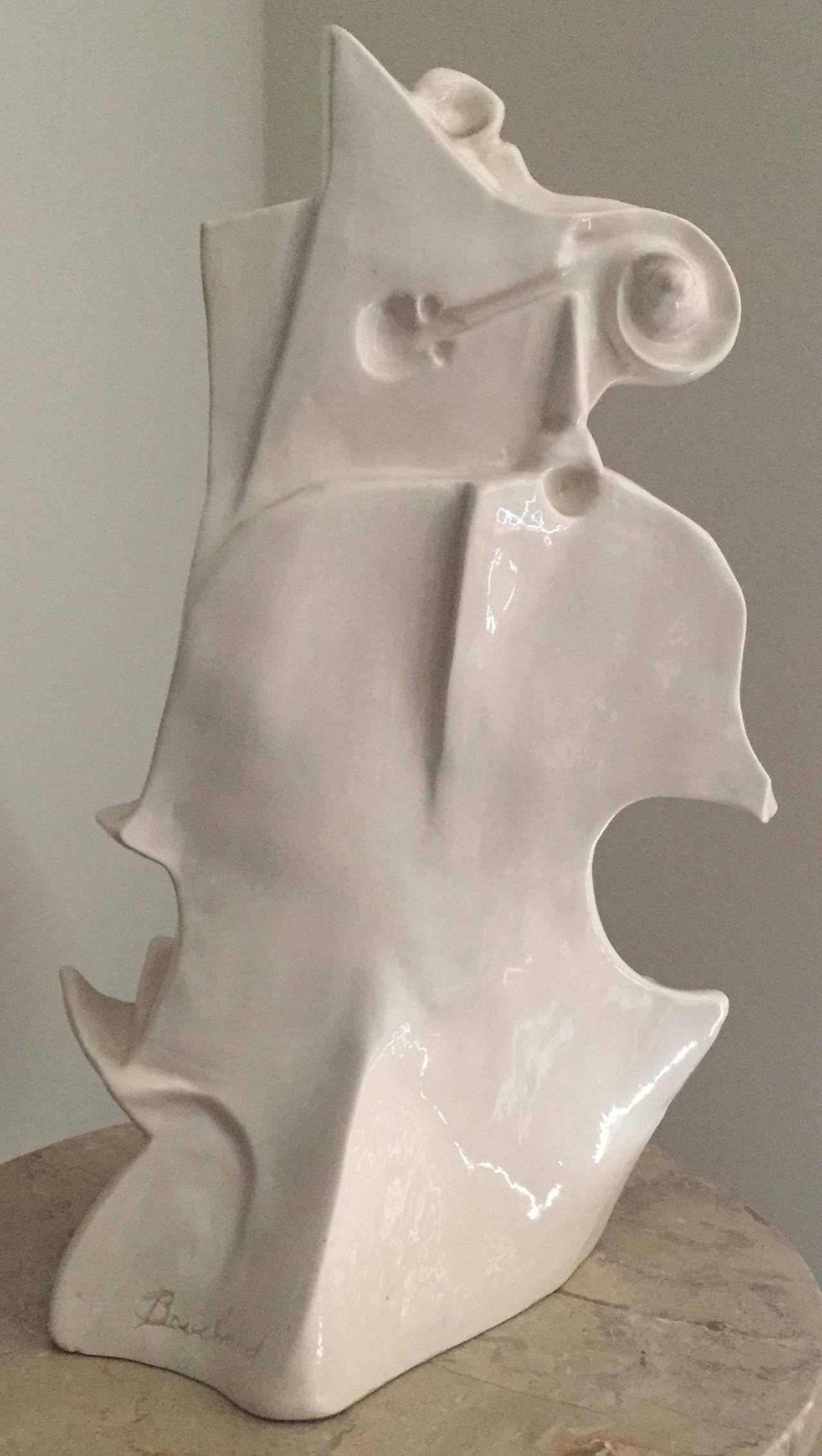 Cubist Violin - Sculpture by Henri Bouchard