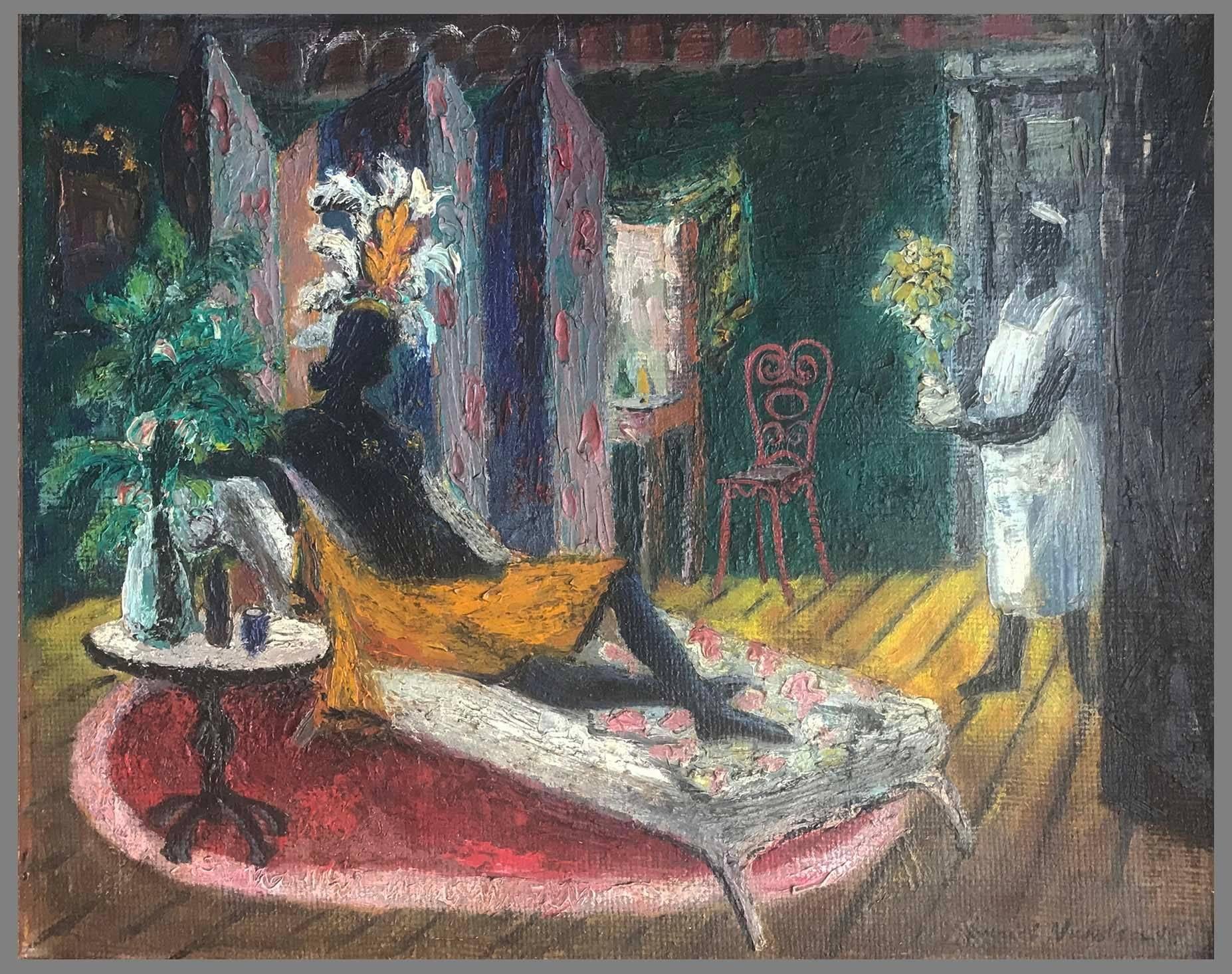 Emrich Nicholson Figurative Painting - The Star's Lounge, Josephine Baker
