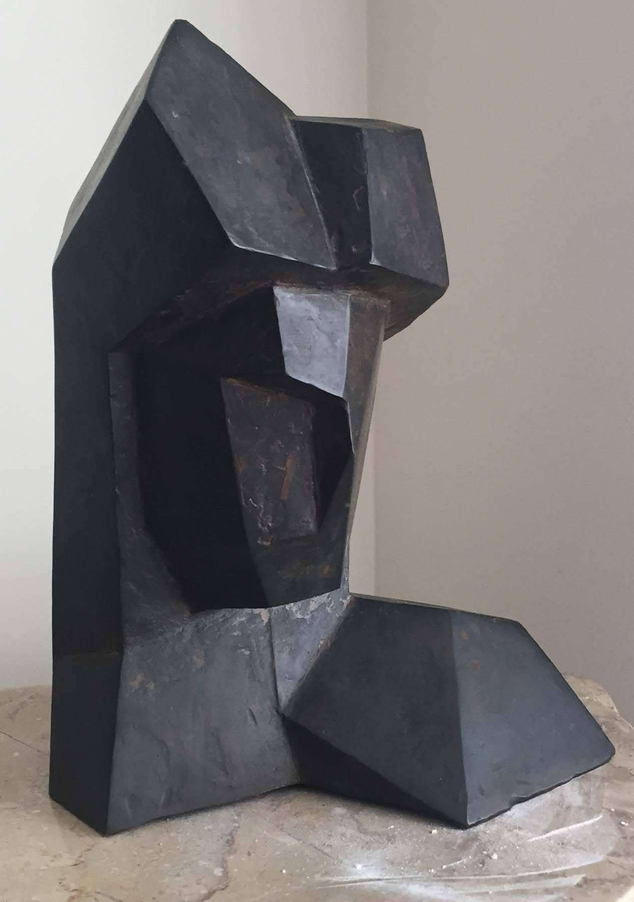 Cubist Head - Sculpture by Charles Perry