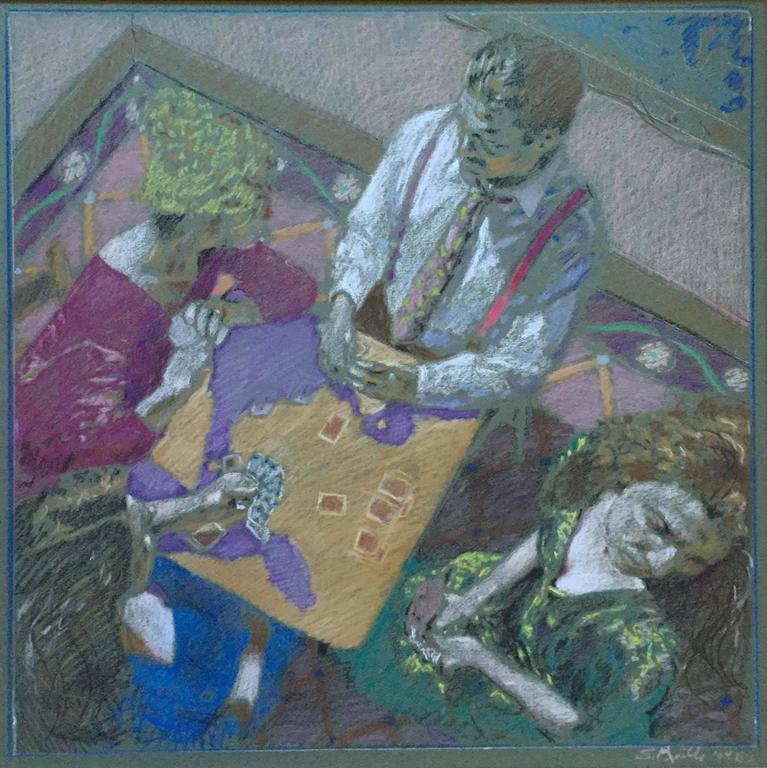 Unknown Figurative Painting - Bridge Game
