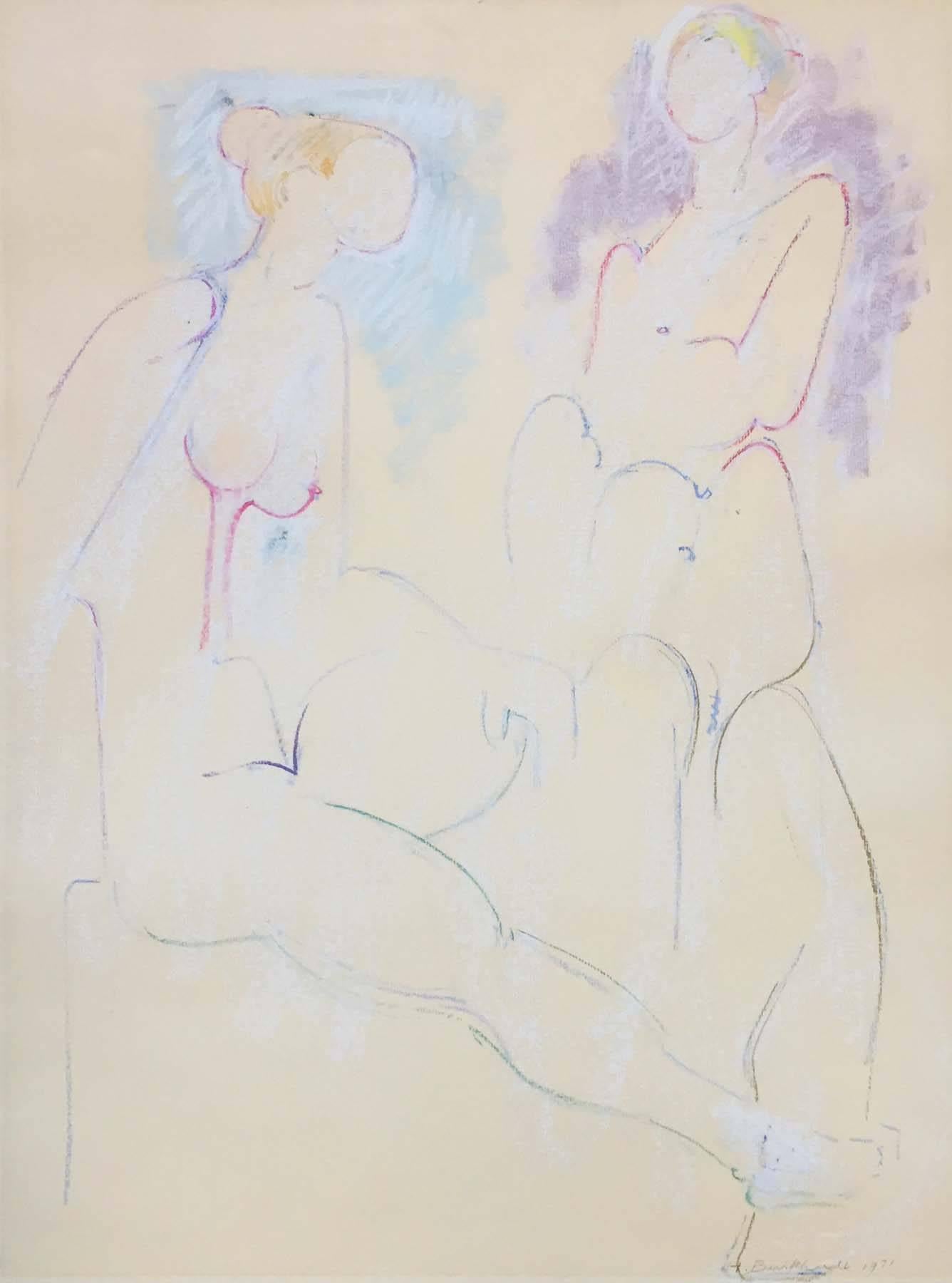 Hans Burkhardt Figurative Painting - Two Nudes