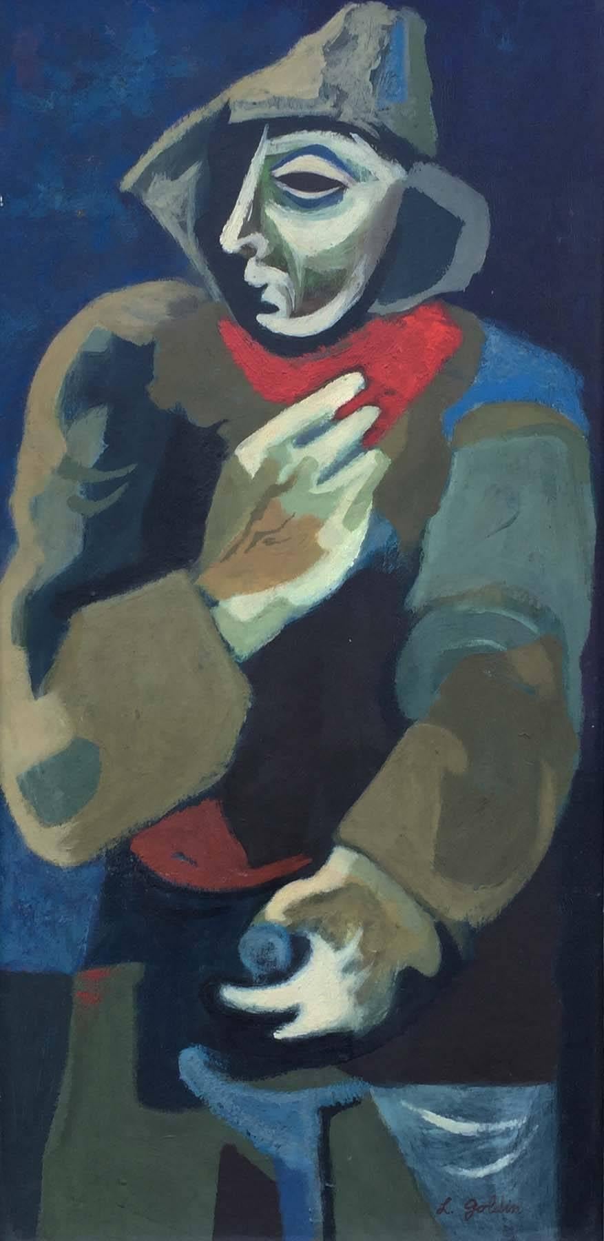 Leon Goldin Portrait Painting - Man with Hood