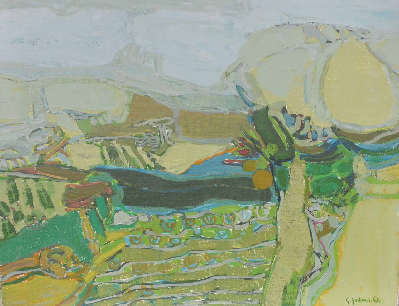 Gabriel Godard Landscape Painting - Jardin