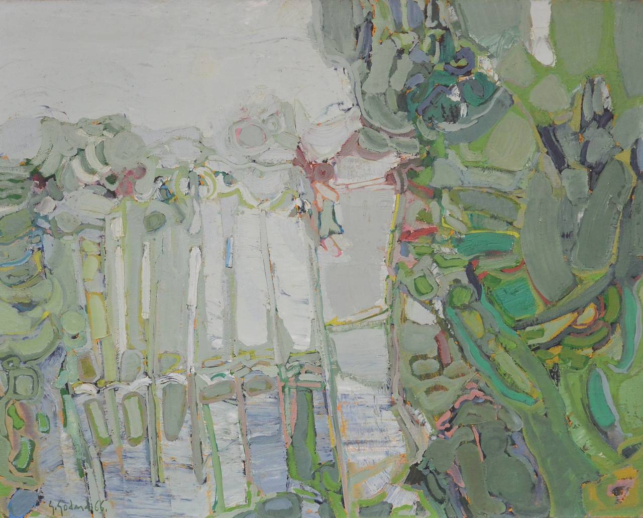 Gabriel Godard Landscape Painting - La grille du jardin