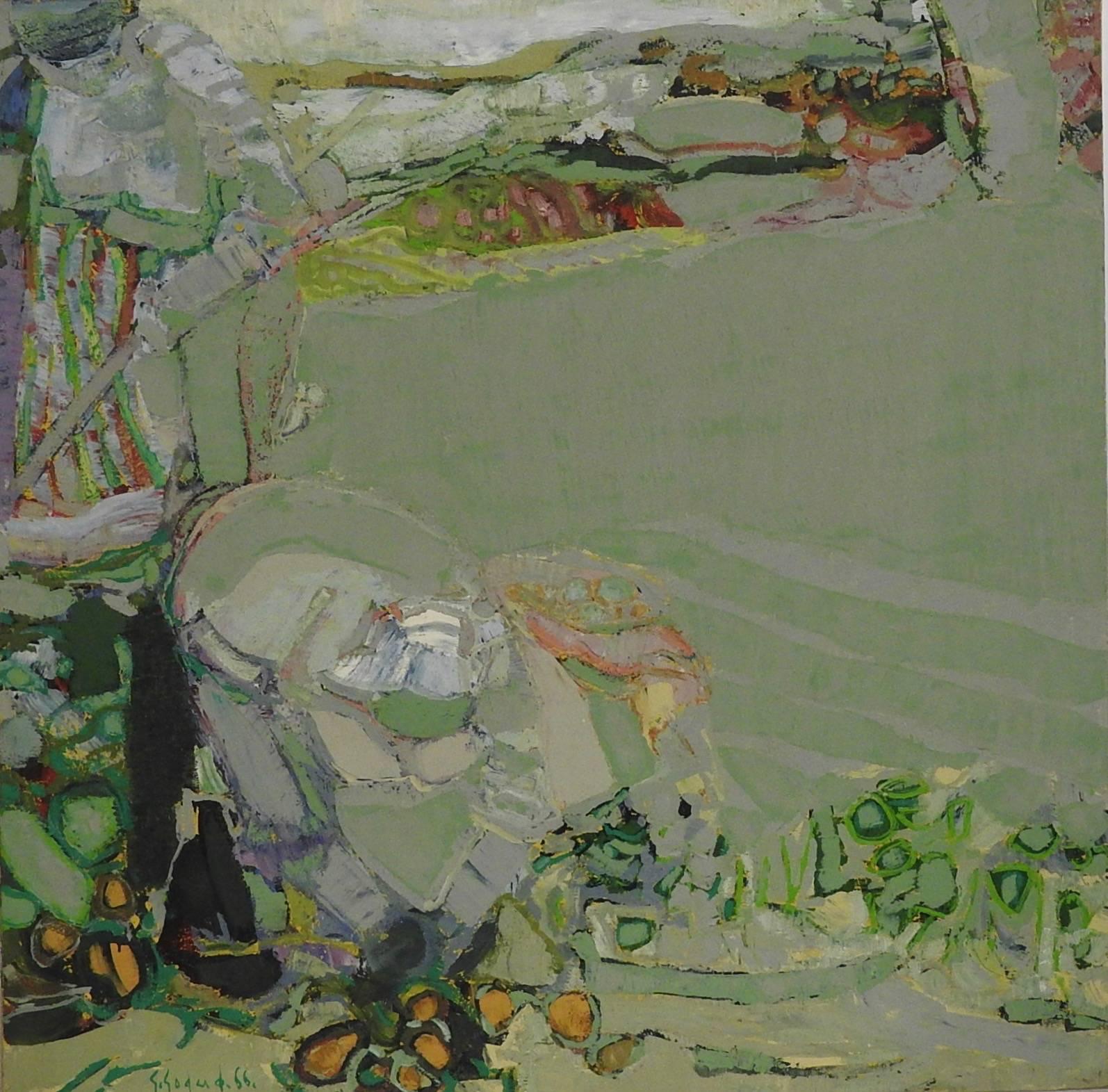 Landscape Painting Gabriel Godard - Femmes aux champs