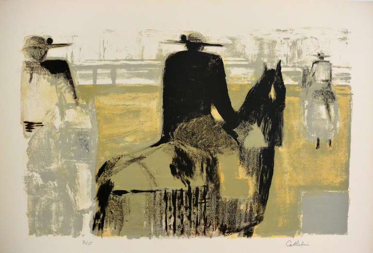 Bernard Cathelin Landscape Print - Les picadores
