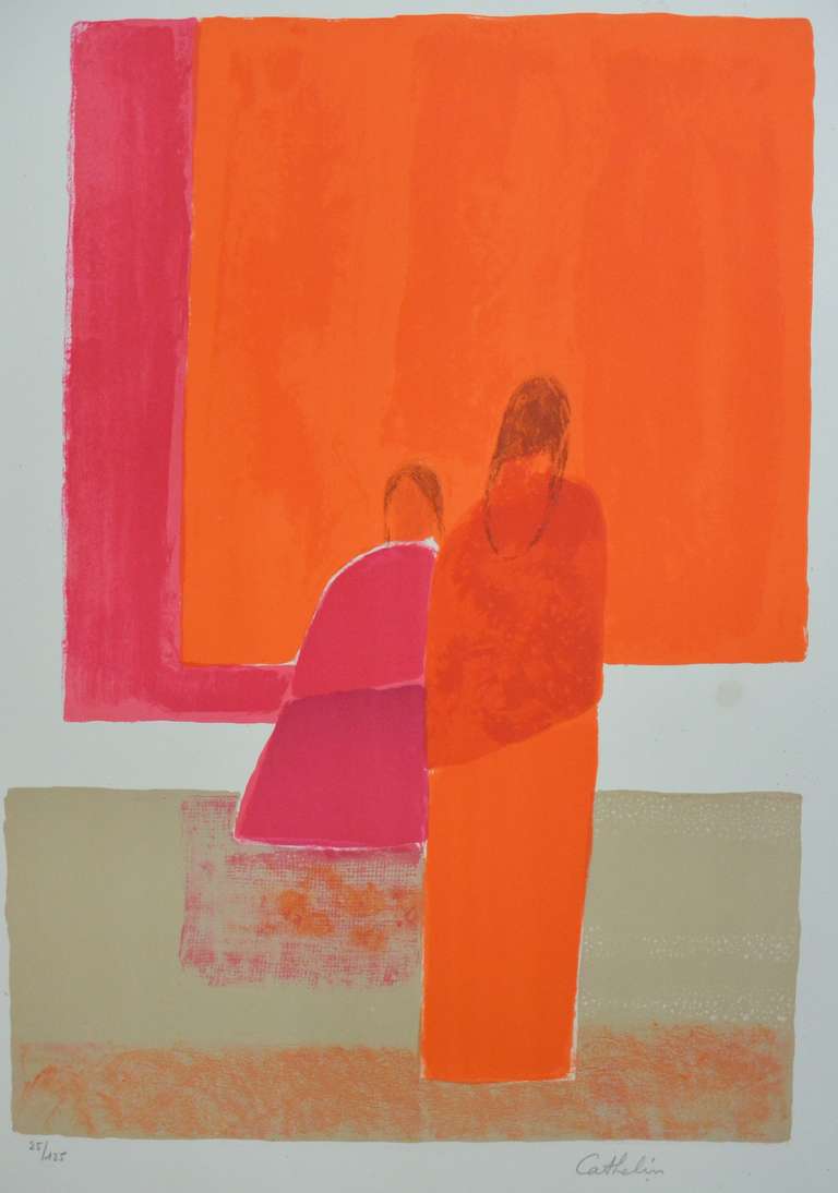 Bernard Cathelin Figurative Print - Marche d' Ozumba