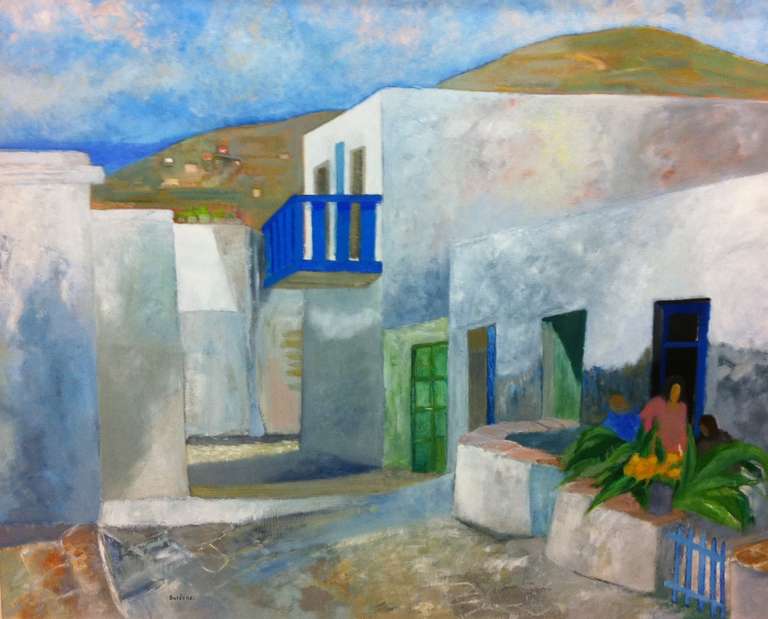 Guy Bardone Landscape Painting - La conversation (Folegandros)