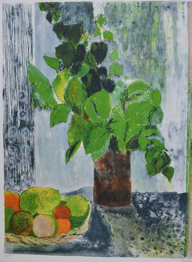 Guy Bardone Still-Life Print - Bouquet de feuilles et fruits