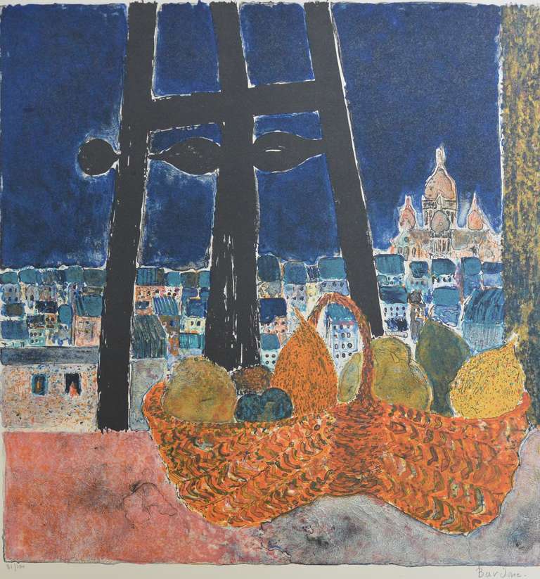 Guy Bardone Landscape Print - Nature morte devant Sacre Coeur