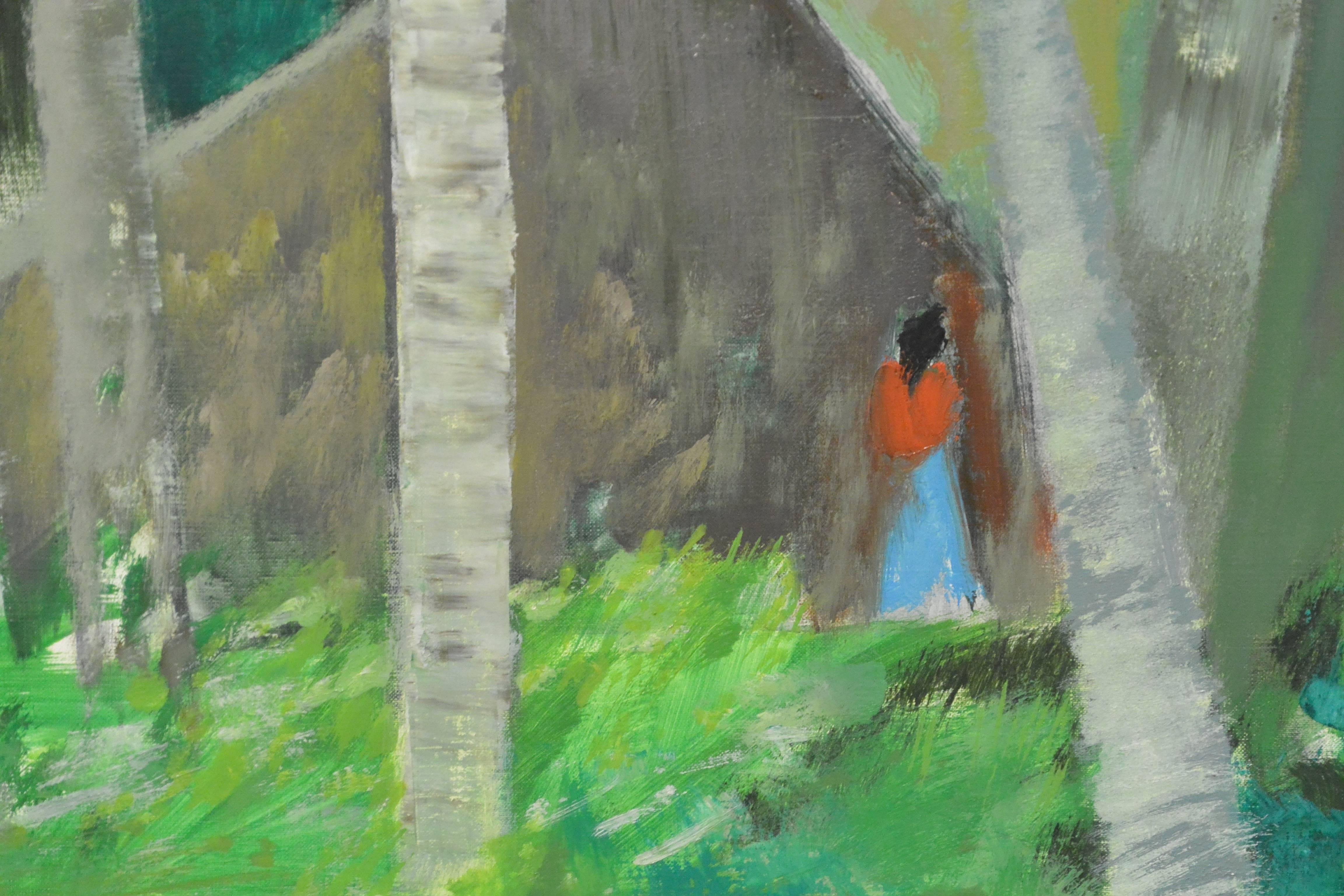 Cocotiers a la hutte-Ceylan - Impressionist Painting by Guy Bardone