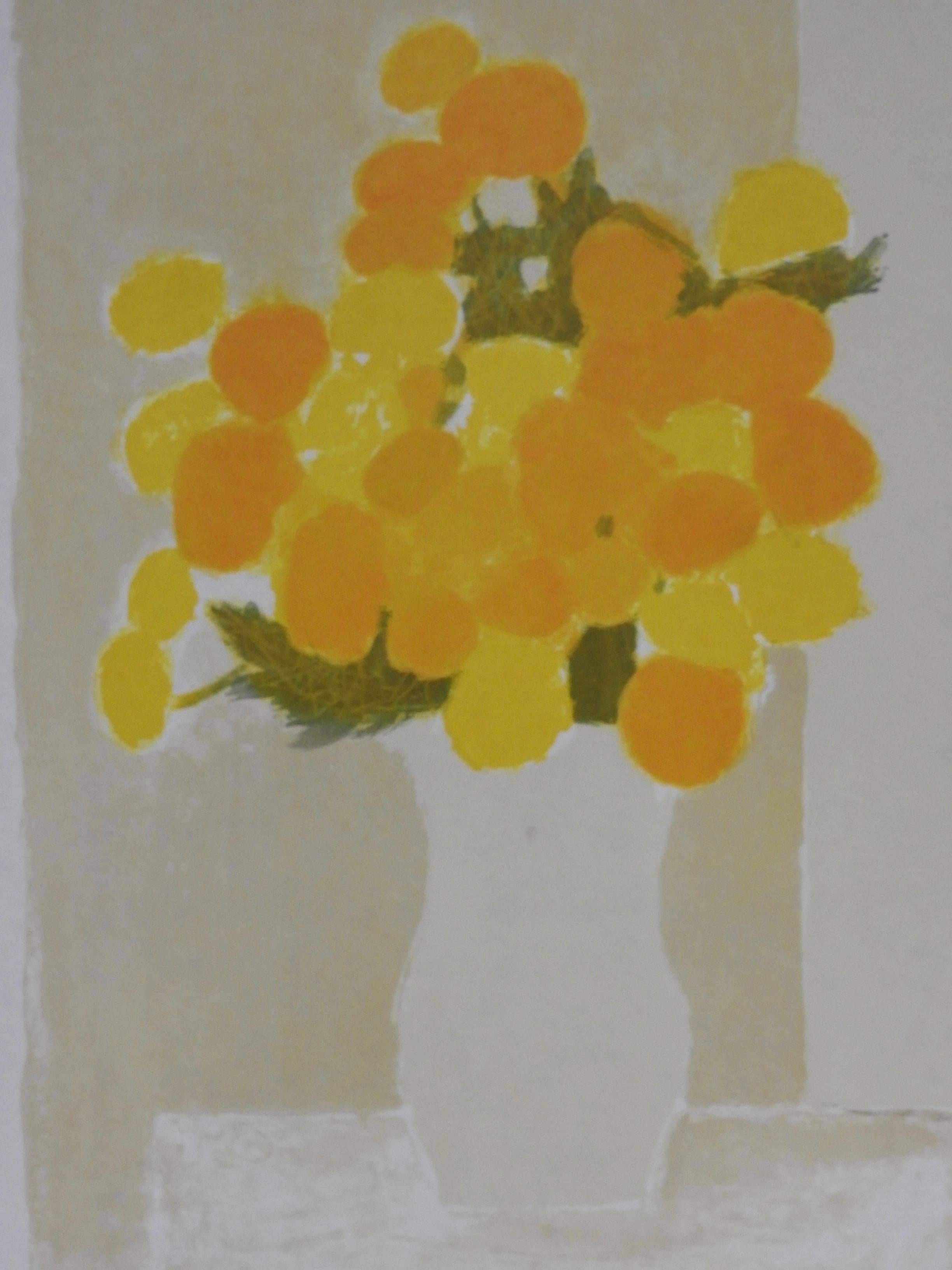 Still life of yellow and orange flowers  - Print by Bernard Cathelin