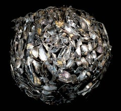 "Copernicus' Midnight Sun", Abstract, Metal Sphere Sculpture in Welded Steel