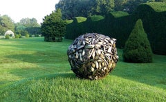 "Copernicus' Midnight Sun", Abstract, Metal Sphere Sculpture in Welded Steel
