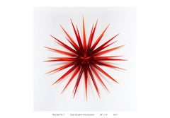 "Red Star No. 1" Cast Glass Wall Relief Sculpture, Red, Abstract