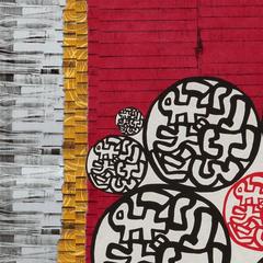 "Wind Lanterns" Abstract, Mixed Media Lithograph Collage