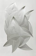 Free Form-white abstract, hand cut paper sculpture/wall relief
