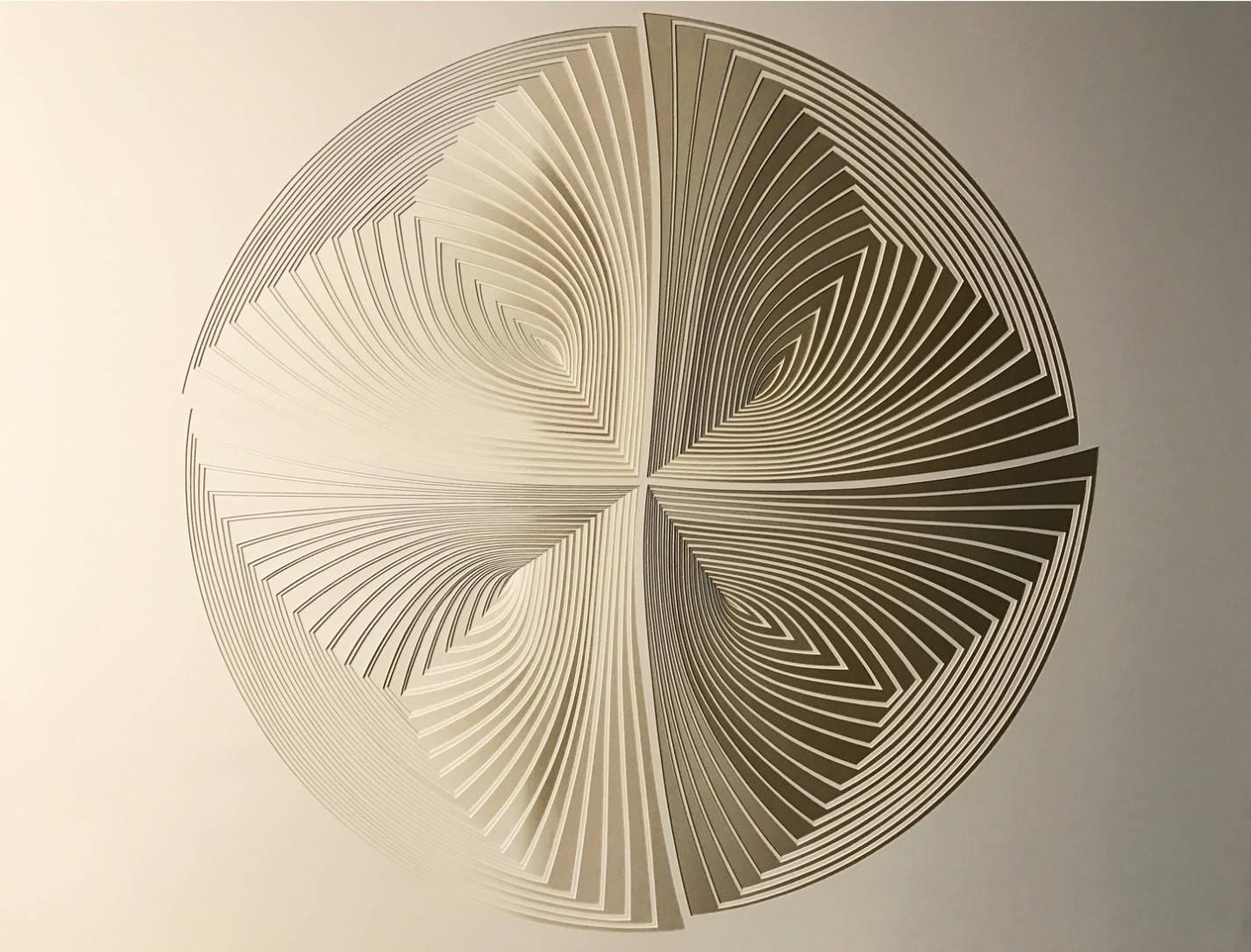 Elizabeth Gregory-Gruen Abstract Sculpture - Gold Gradation-Elizabeth G.Gruen unique, hand cut paper wall relief/sculpture