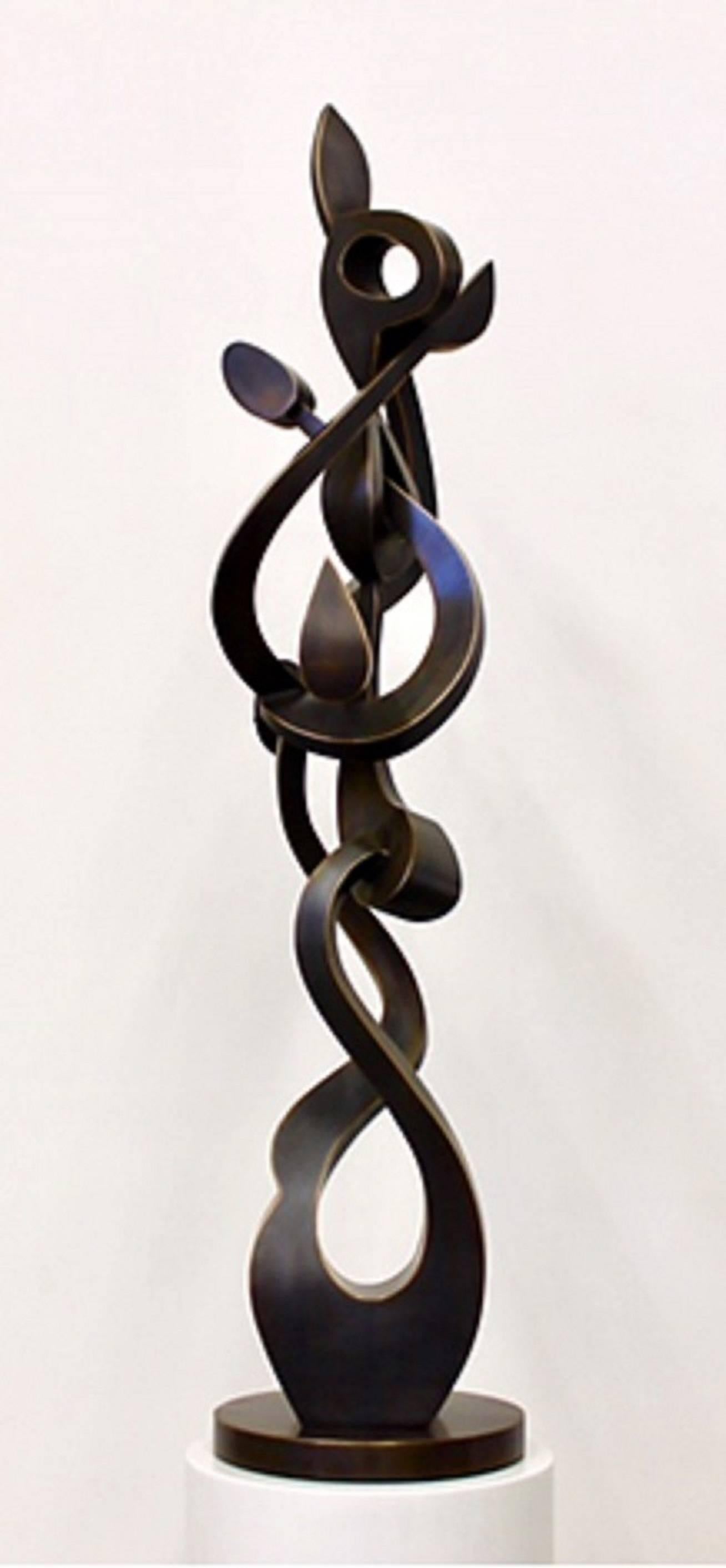 Kevin Barrett Abstract Sculpture - "Trane" Unique Bronze contemporary abstract sculpture