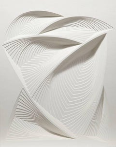 "White Freeform - In", Hand Cut Paper Wall Relief Sculpture, Abstract