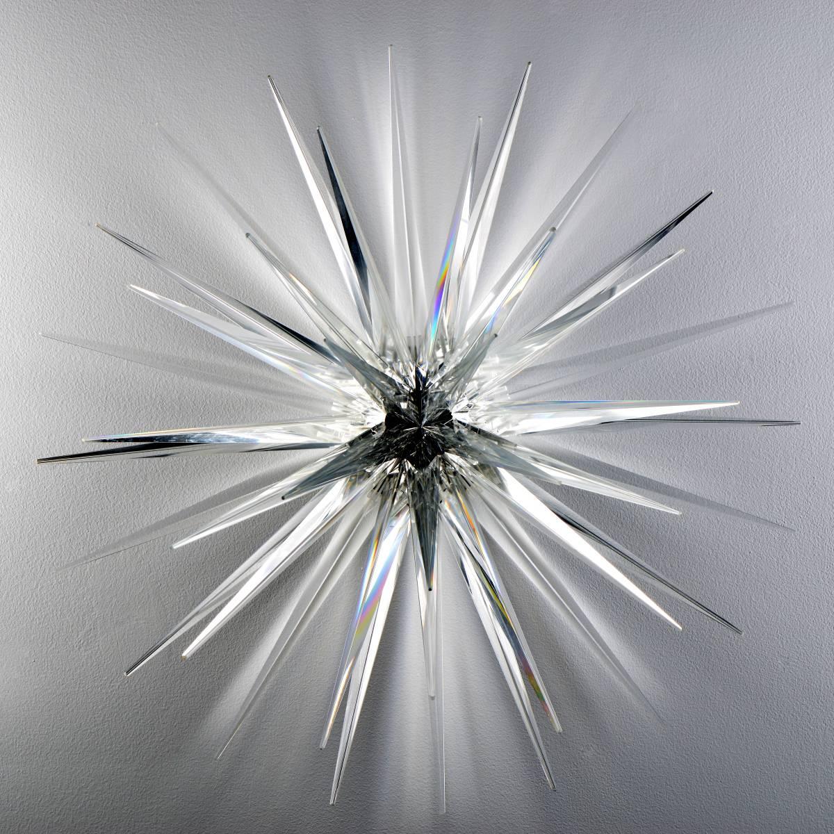 Norman Mooney Abstract Sculpture - "Clear Star No. 1" Cast Glass Wall Relief Sculpture, Abstract, Shiny