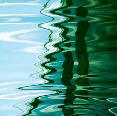 Water Reflection, Abstract Color Photography by Geoffrey Baris, Blue, Green