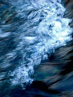 Rushing Water, Geoffrey Baris, Color Nature Photography, Abstract, Black, Blue 