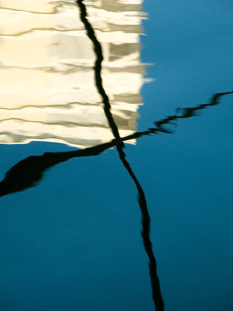 Water Reflection, Abstract Color Photography by Geoffrey Baris, Blue, White