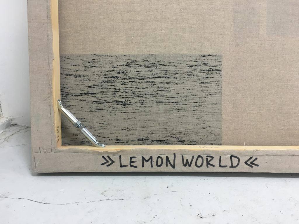Lemon World  - Beige Abstract Painting by Richard Schur