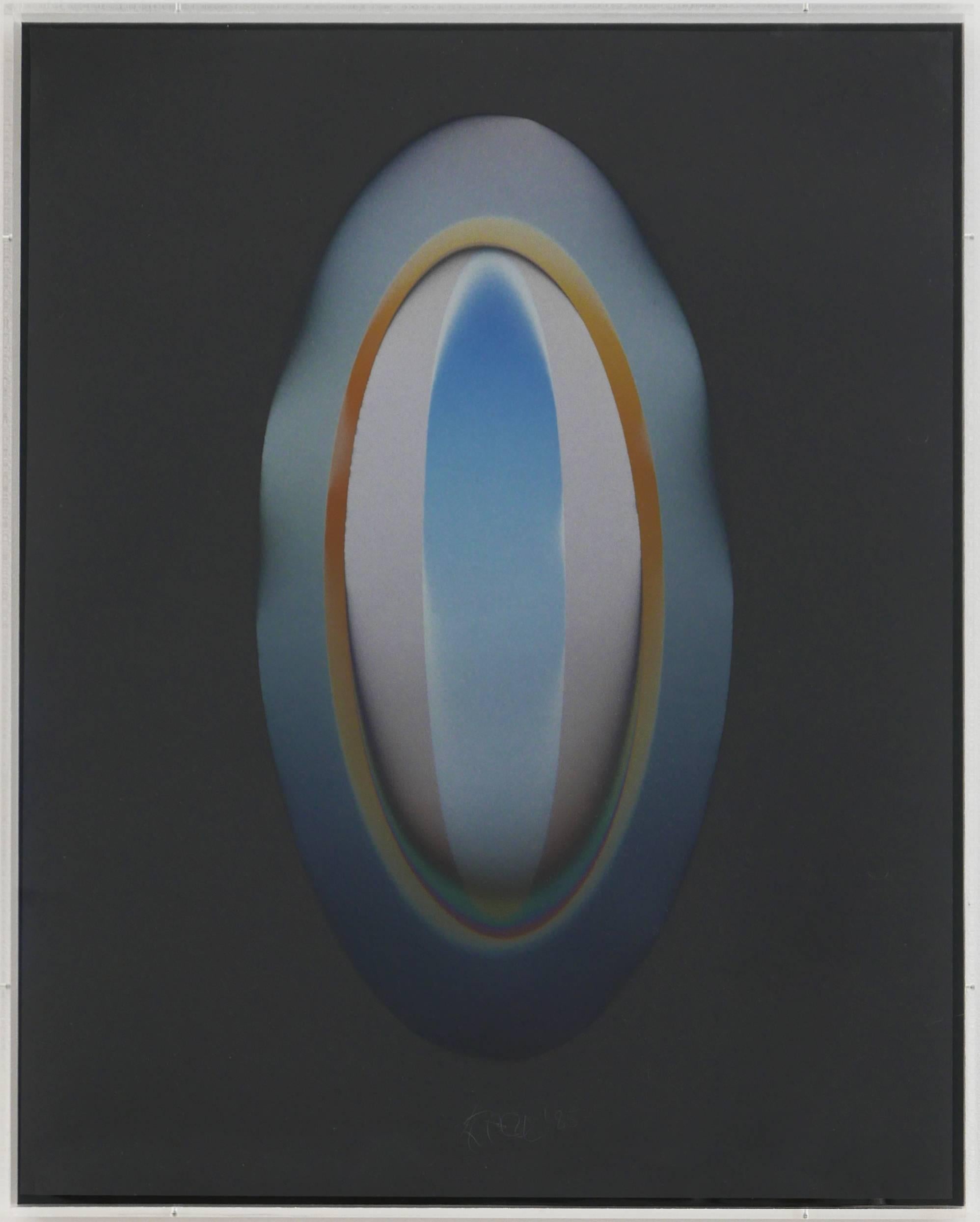 Larry Bell Abstract Painting - MELBKIN #24 (Medium Elipse on Black with Insert