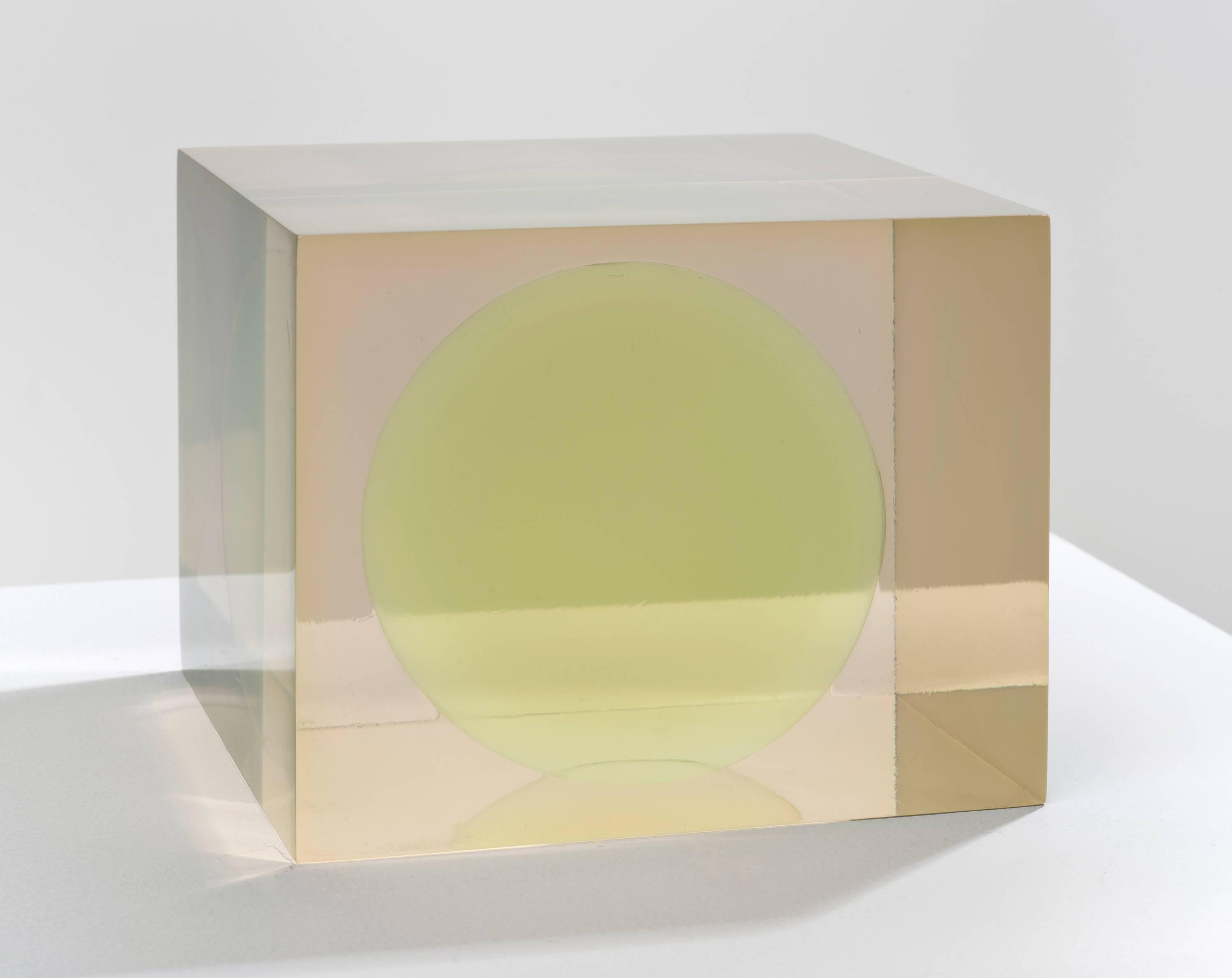 Peter Alexander Abstract Sculpture - Cube With Green Sphere