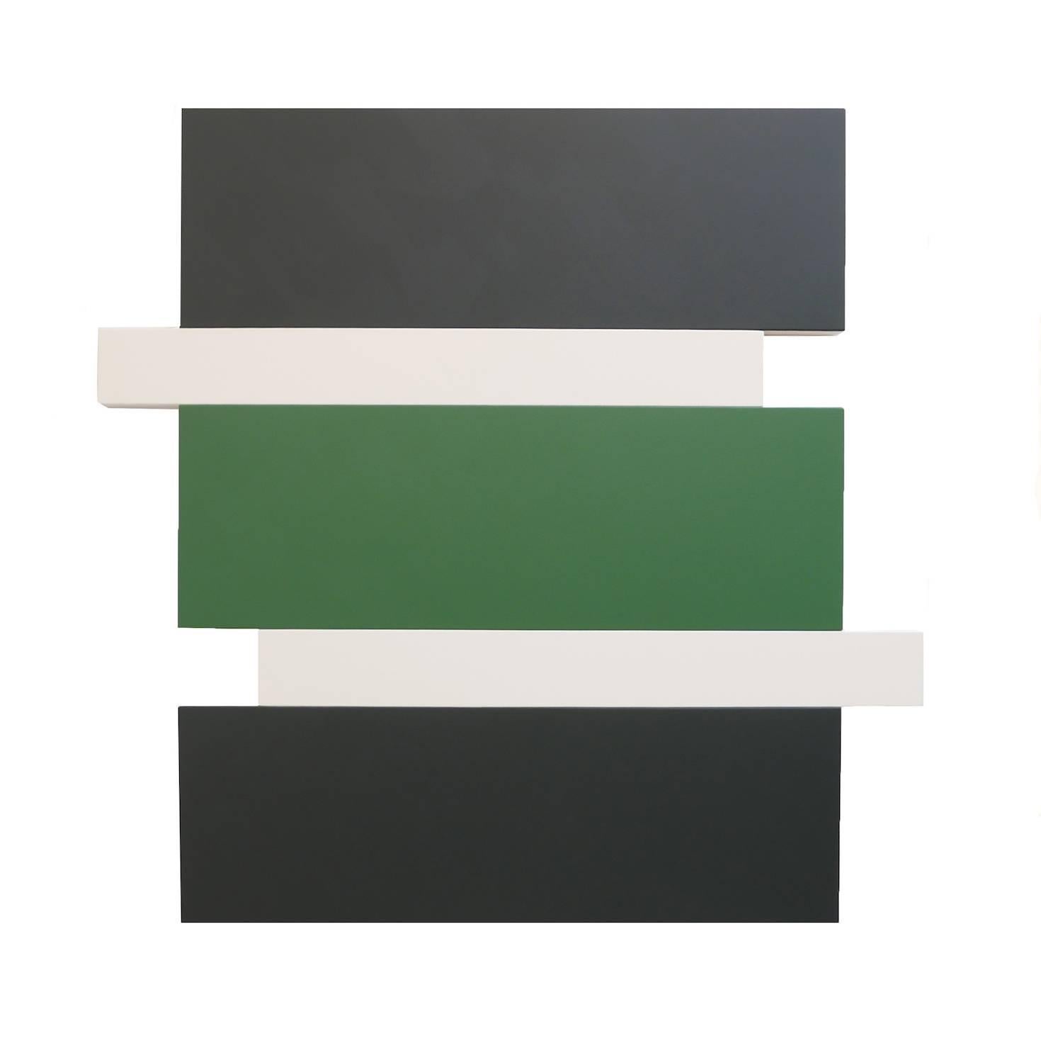 Scot Heywood Abstract Painting - Stack - Black, Green, White