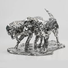 ‘Golden Retrievers’ Sterling Silver Sculpture By Lucy Kinsella 