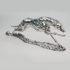 Lucy Kinsella 'Stretched Greyhound' Sterling Silver Sculpture 