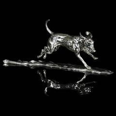  Lucy Kinsella  'Running Hound' sterling silver sculpture 