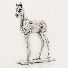 Lucy Kinsella 'Standing Foal' sterling silver sculpture 