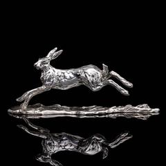 Lucy Kinsella 'Running Hare' sterling silver sculpture