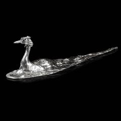Lucy Kinsella 'Great Crested Grebe' sterling silver sculpture 11