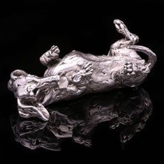 'Rolling terrier' sterling silver sculpture
