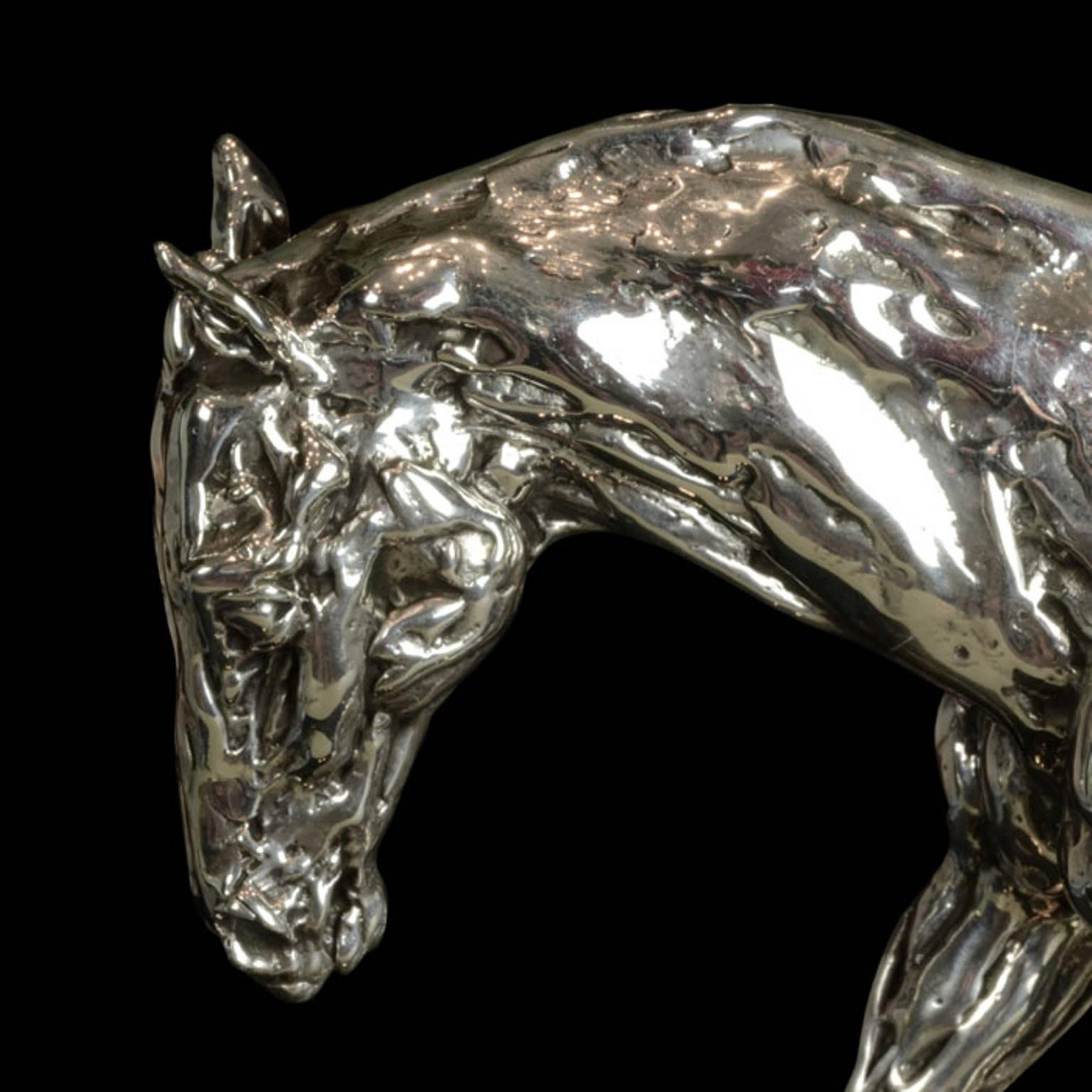 Lucy Kinsella 'Cantering Horse' sterling silver sculpture  2