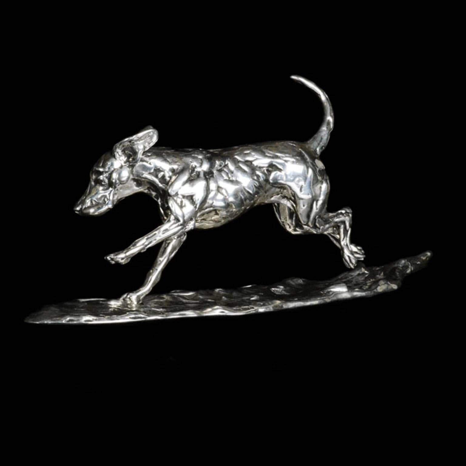  Lucy Kinsella  'Running Hound' sterling silver sculpture  1
