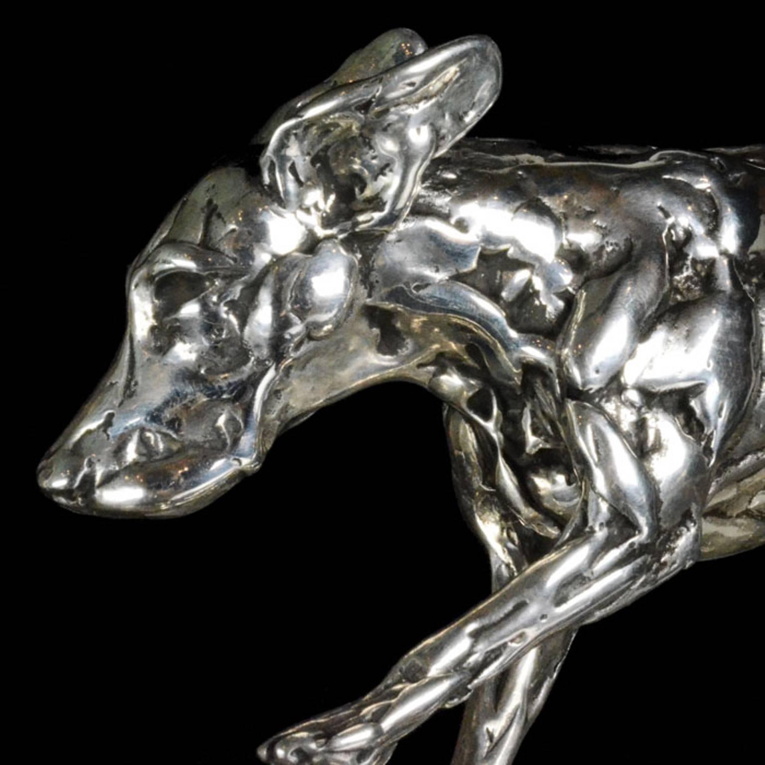  Lucy Kinsella  'Running Hound' sterling silver sculpture  2