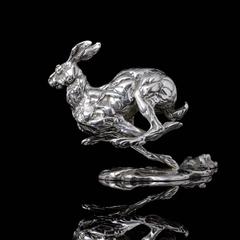 Lucy Kinsella 'Bunched Hare' sterling silver sculpture 