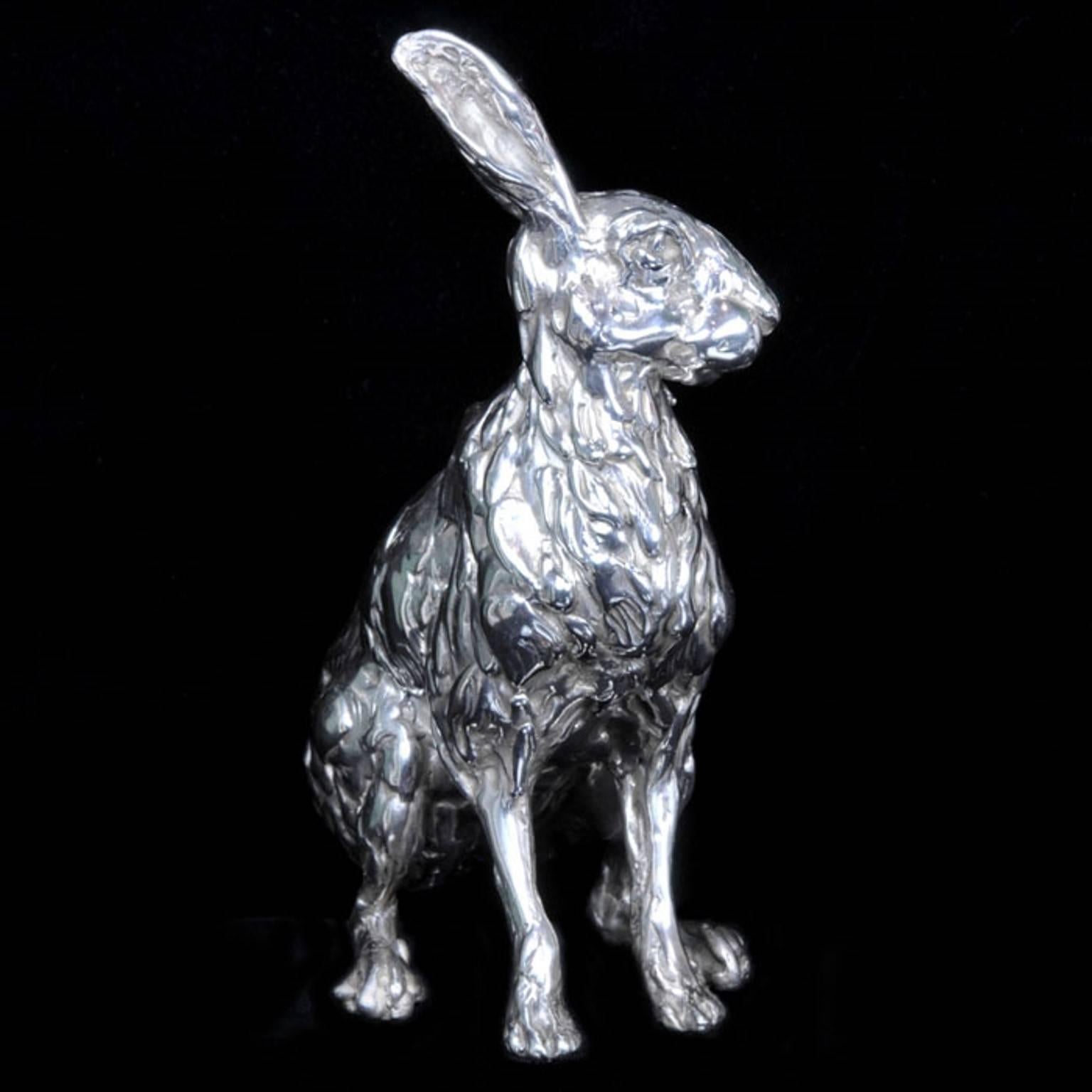 Lucy Kinsella 'Seated Hare' sterling silver sculpture  1