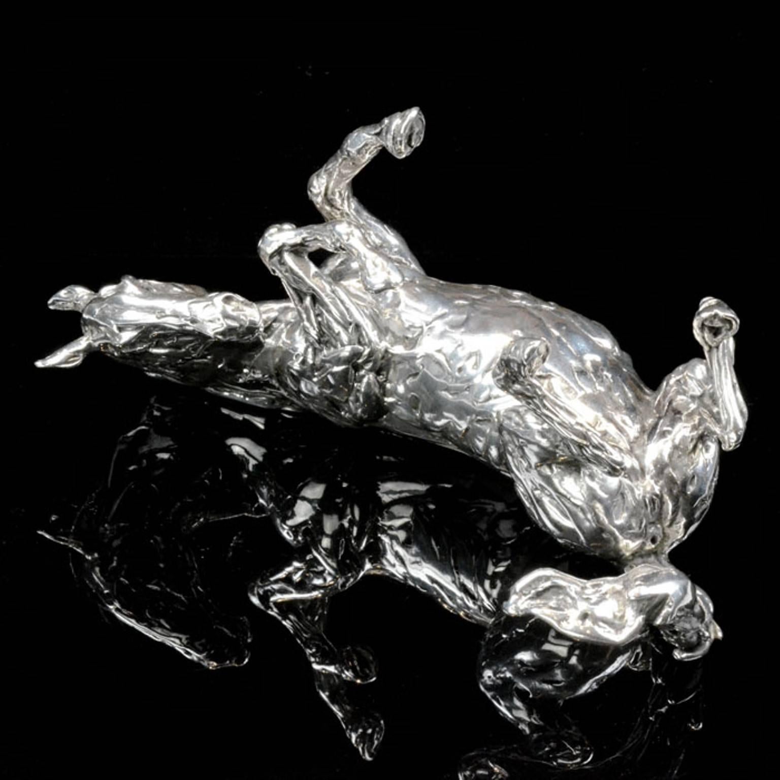 Lucy Kinsella 'Rolling Horse' sterling silver sculpture 1